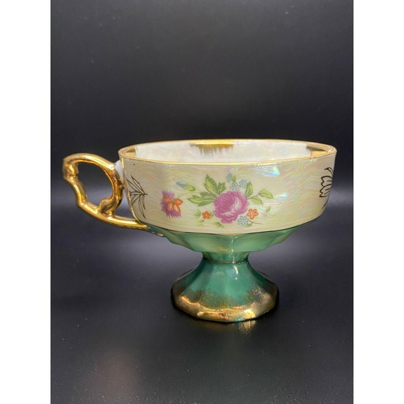 Pedestal Tea Cup Foreist Fine Porcelain Ware Versailles Style Lusterware (#3) - Picture 1 of 6